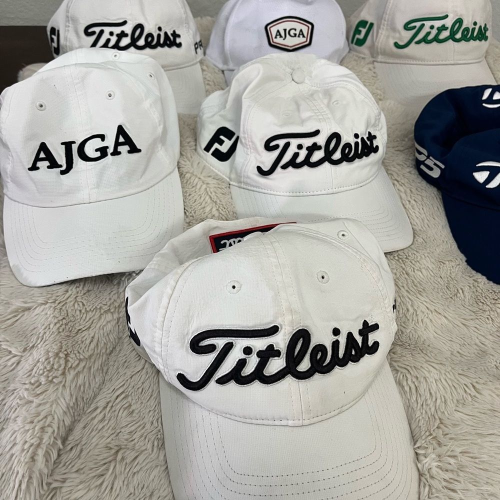 LOT of 7✨Titleist White and Black Logo Golf Cap✨Imperial✨Taylormade OSFM